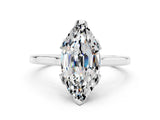White gold Marquise Cut Moissanite Solitaire Ring with Flower Prong Setting and Classic Band_12