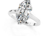 White gold Marquise Cut Moissanite Solitaire Ring with Flower Prong Setting and Classic Band_13
