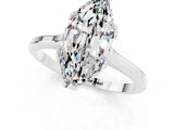 White gold Marquise Cut Moissanite Solitaire Ring with Flower Prong Setting and Classic Band_25
