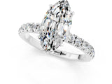 White gold Marquise Cut Moissanite Solitaire Ring with Pavé Accents and Four-Prong Setting_1