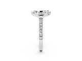White gold Marquise Cut Moissanite Solitaire Ring with Pavé Accents and Four-Prong Setting_2