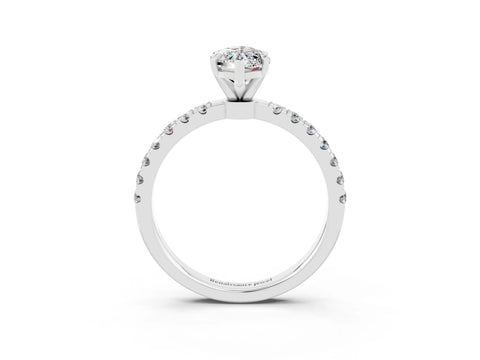 White gold Marquise Cut Moissanite Solitaire Ring with Pavé Accents and Four-Prong Setting_3