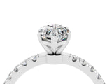 White gold Marquise Cut Moissanite Solitaire Ring with Pavé Accents and Four-Prong Setting_4