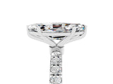 White gold Marquise Cut Moissanite Solitaire Ring with Pavé Accents and Four-Prong Setting_5