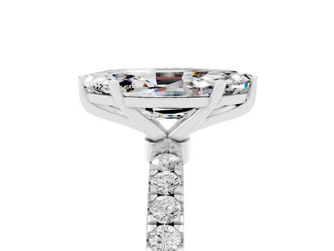 White gold Marquise Cut Moissanite Solitaire Ring with Pavé Accents and Four-Prong Setting_5