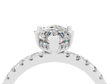 White gold Marquise Cut Moissanite Solitaire Ring with Pavé Band and Four-Prong Setting_28