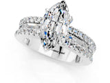 White gold Marquise Cut Moissanite Solitaire Ring with Pavé and Channel Set Band_1