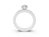 White gold Marquise Cut Moissanite Solitaire Ring with Pavé and Channel Set Band_3