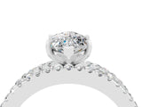 White gold Marquise Cut Moissanite Solitaire Ring with Pavé and Channel Set Band_4