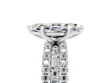 White gold Marquise Cut Moissanite Solitaire Ring with Pavé and Channel Set Band_5