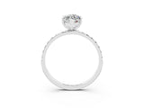 White gold Marquise Cut Moissanite Solitaire Ring with Pave Band and Four Prong Setting_15