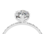 White gold Marquise Cut Moissanite Solitaire Ring with Pave Band and Four Prong Setting_16