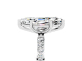 White gold Marquise Cut Moissanite Solitaire Ring with Pave Band and Four Prong Setting_17
