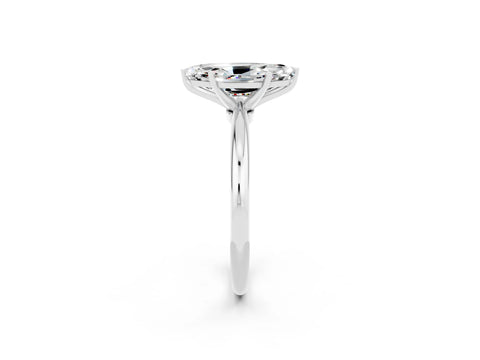 White gold Marquise Cut Moissanite Solitaire Ring with Six-Prong Setting and Classic Band_14