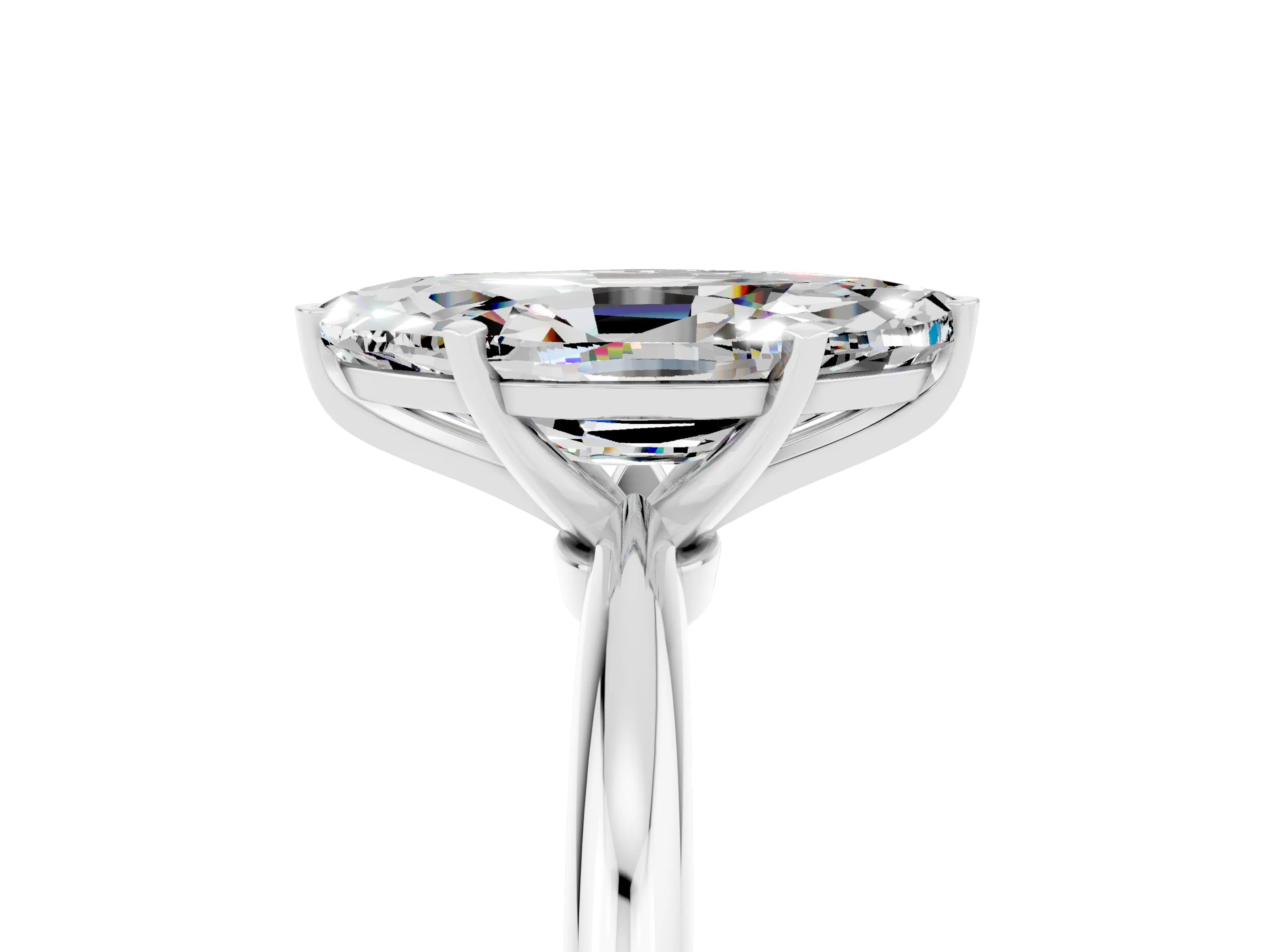 White gold Marquise Cut Moissanite Solitaire Ring with Six-Prong Setting and Classic Band_17