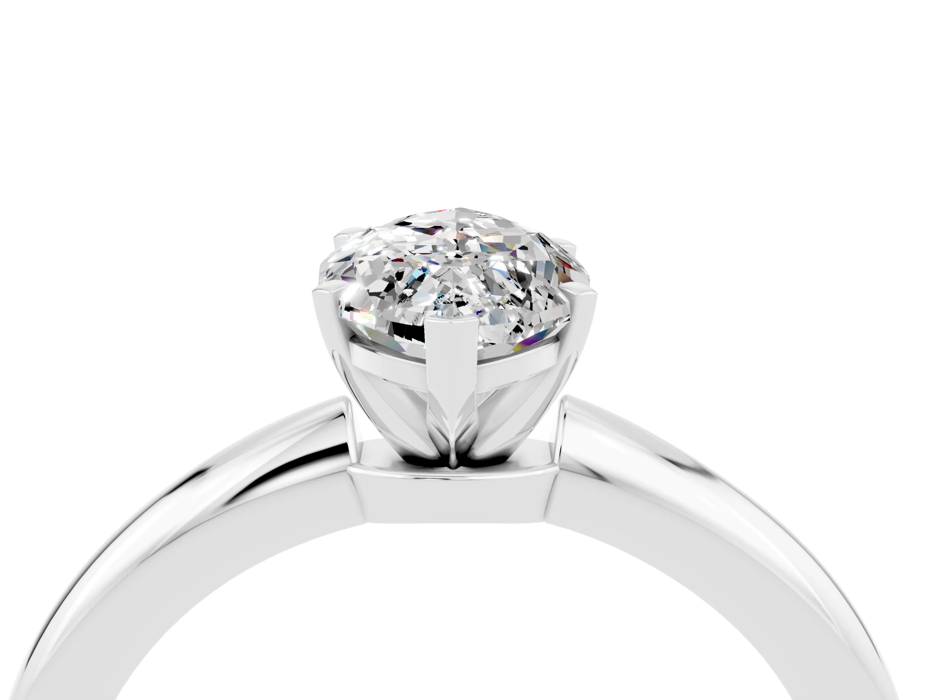 White gold Marquise Cut Moissanite Solitaire Ring with Six-Prong Setting and Classic Band_4
