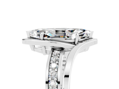 White gold Marquise Cut Moissanite Solitaire Ring with Split Shank and Prong Setting_5