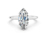 White gold Marquise Cut Moissanite Solitaire Ring with Thin Band and Four-Prong Setting_12