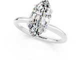 White gold Marquise Cut Moissanite Solitaire Ring with Thin Band and Four-Prong Setting_13
