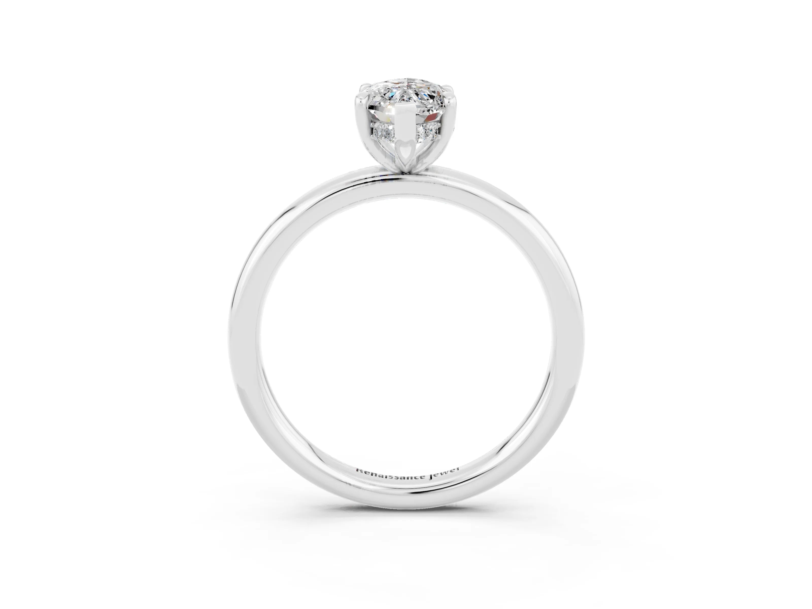 White gold Marquise Cut Moissanite Solitaire Ring with Thin Band and Four-Prong Setting_15
