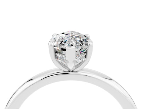 White gold Marquise Cut Moissanite Solitaire Ring with Thin Band and Four-Prong Setting_16