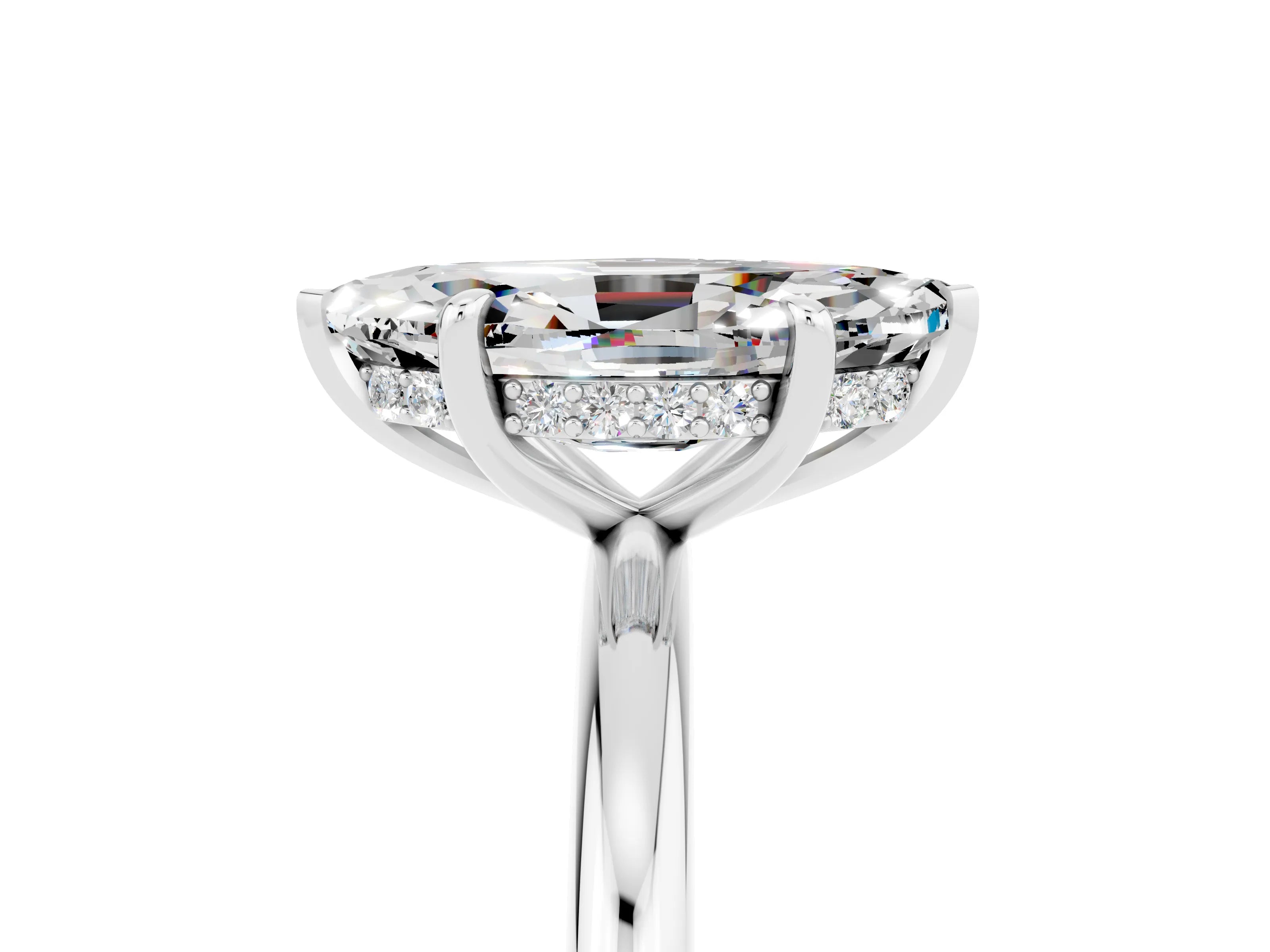White gold Marquise Cut Moissanite Solitaire Ring with Thin Band and Four-Prong Setting_17