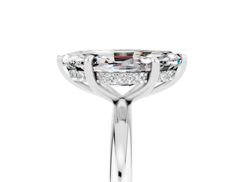 White gold Marquise Cut Moissanite Solitaire Ring with Thin Band and Four-Prong Setting_17