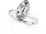 White gold Marquise Cut Moissanite Solitaire Ring with Thin Band and Prong Setting_13