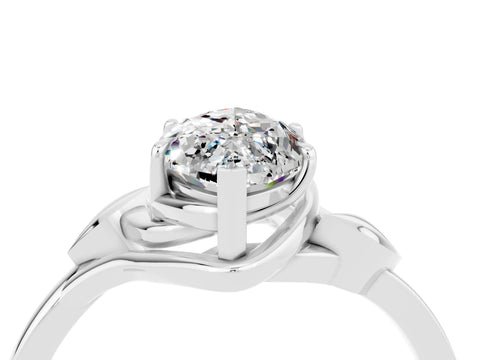 White gold Marquise Cut Moissanite Solitaire Ring with Twist Band and Four-Prong Setting_16