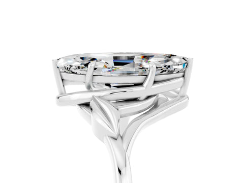 White gold Marquise Cut Moissanite Solitaire Ring with Twist Band and Four-Prong Setting_17