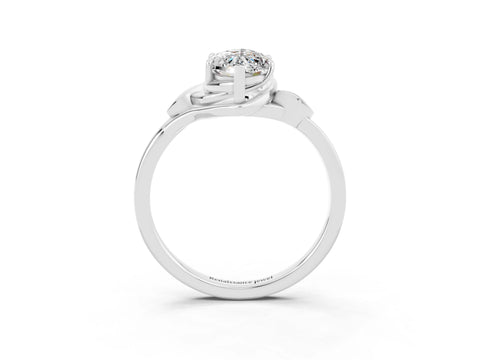 White gold Marquise Cut Moissanite Solitaire Ring with Twist Band and Four-Prong Setting_39