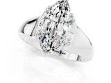 White gold Marquise Cut Moissanite Solitaire Ring with Wide Band and Prong Setting_1
