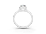 White gold Marquise Cut Moissanite Solitaire Ring with Wide Band and Prong Setting_3