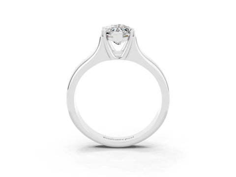 White gold Marquise Cut Moissanite Solitaire Ring with Wide Band and Prong Setting_3