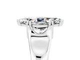 White gold Marquise Cut Moissanite Solitaire Ring with Wide Band and Prong Setting_5