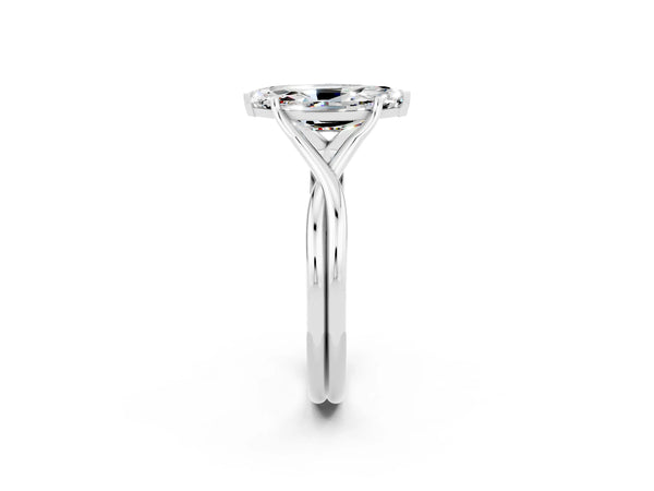 Platinum Marquise Cut Moissanite Solitaire Twist Band Prong Setting Ring