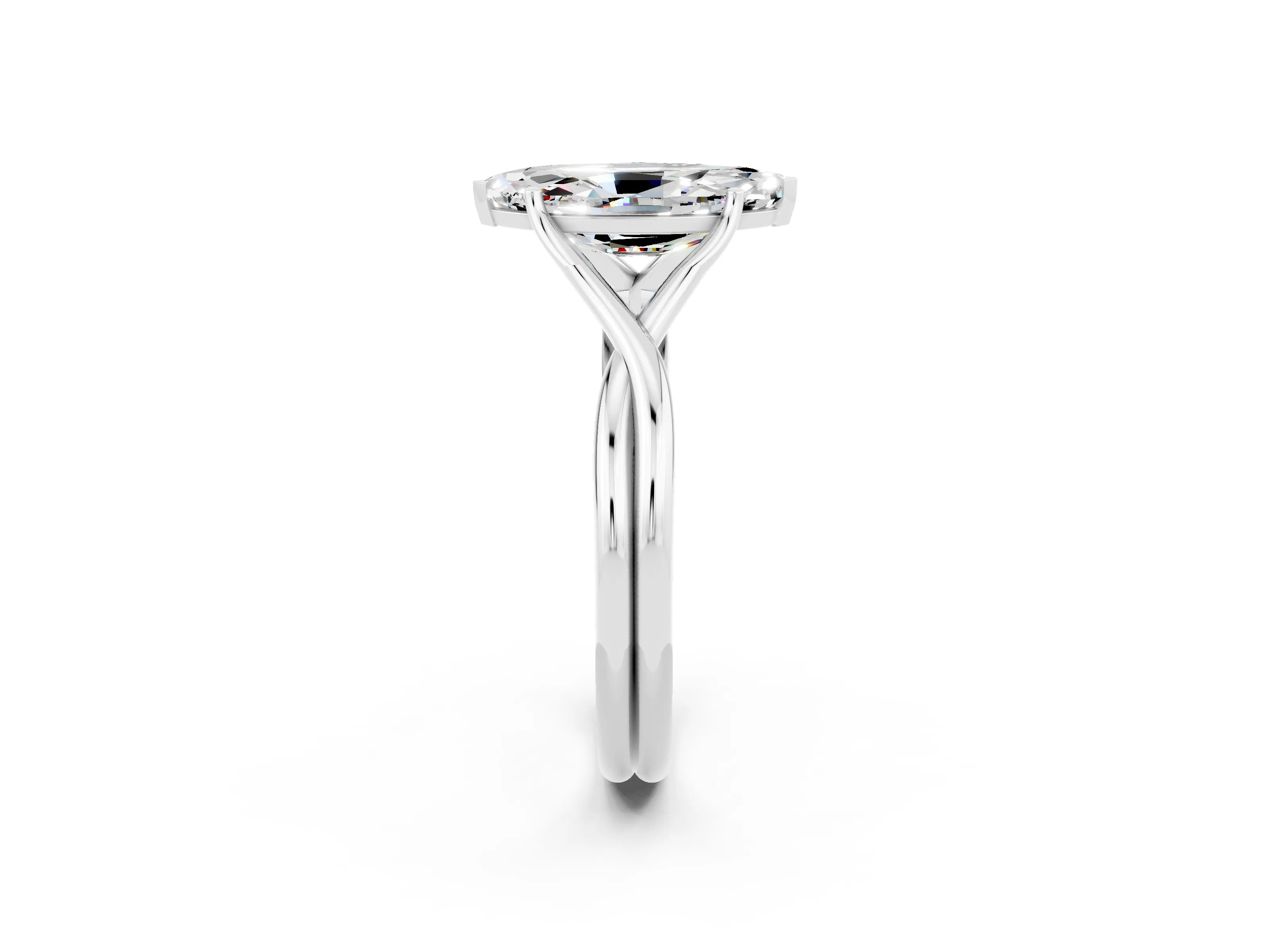 White gold Marquise Cut Moissanite Solitaire Twist Band Prong Setting Ring_38