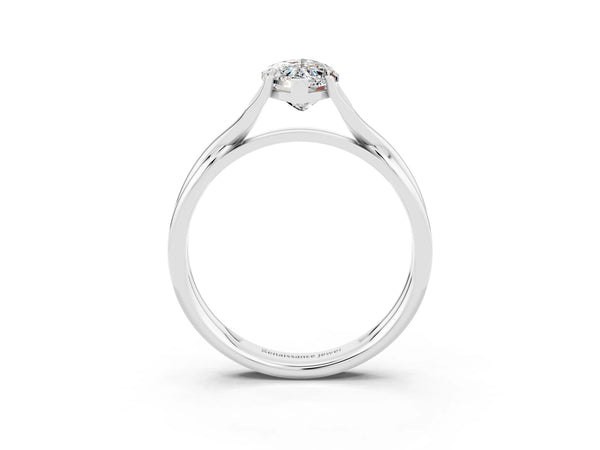 Platinum Marquise Cut Moissanite Solitaire Twist Band Prong Setting Ring