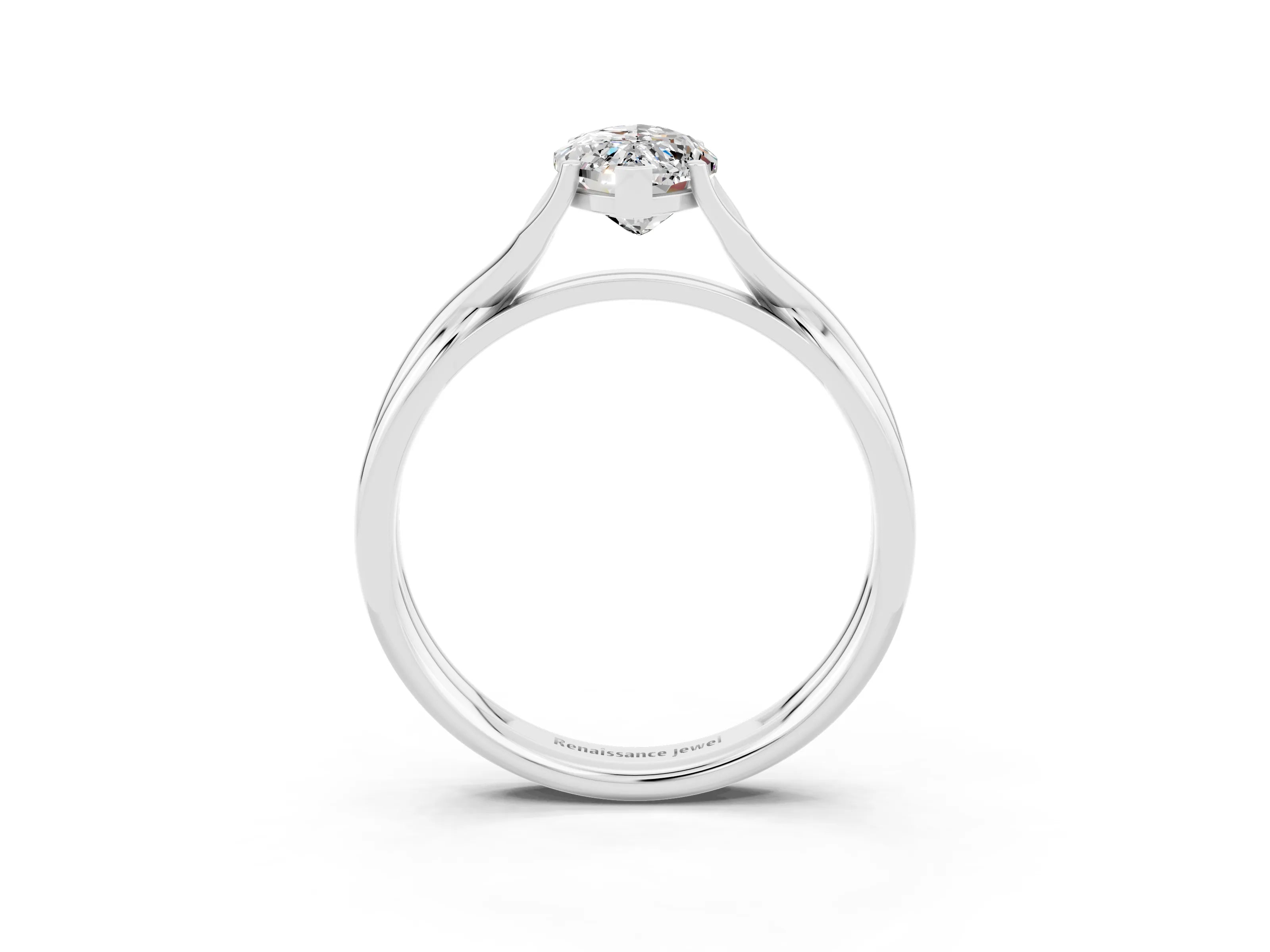 White gold Marquise Cut Moissanite Solitaire Twist Band Prong Setting Ring_39