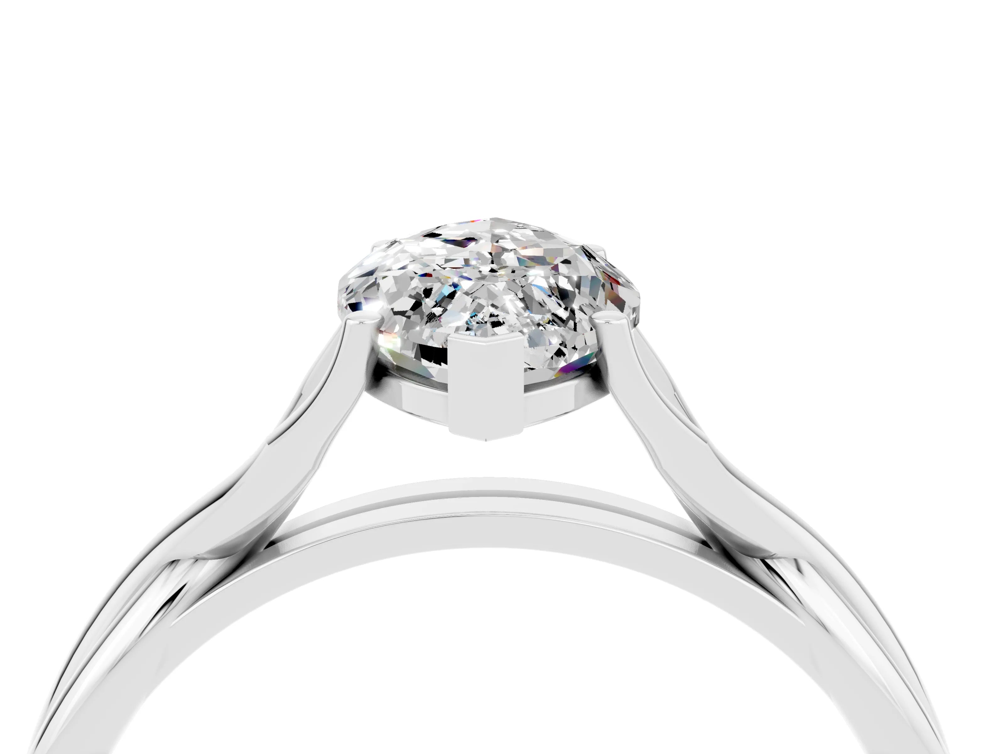 White gold Marquise Cut Moissanite Solitaire Twist Band Prong Setting Ring_40