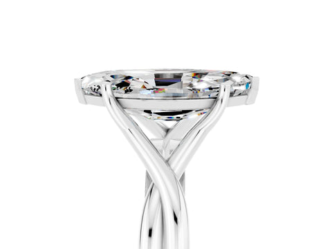 White gold Marquise Cut Moissanite Solitaire Twist Band Prong Setting Ring_41