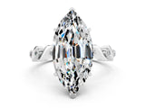 White gold Marquise Cut Moissanite Solitaire Twisted Band with Round  Accents and Prong Setting_12