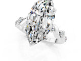 White gold Marquise Cut Moissanite Solitaire Twisted Band with Round  Accents and Prong Setting_13