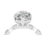 White gold Marquise Cut Moissanite Solitaire Twisted Band with Round  Accents and Prong Setting_16