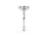 White gold Marquise Cut Moissanite Solitaire with Side Baguettes and Channel Set Band_2