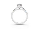 White gold Marquise Cut Moissanite Solitaire with Side Baguettes and Channel Set Band_3