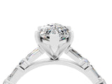 White gold Marquise Cut Moissanite Solitaire with Side Baguettes and Channel Set Band_4