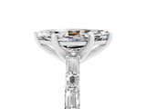 White gold Marquise Cut Moissanite Solitaire with Side Baguettes and Channel Set Band_5