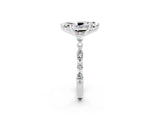 White gold Marquise Cut Moissanite Solitaire with Side Stones on a Pavé Band and Four-Prong Setting_2