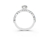 White gold Marquise Cut Moissanite Solitaire with Side Stones on a Pavé Band and Four-Prong Setting_3